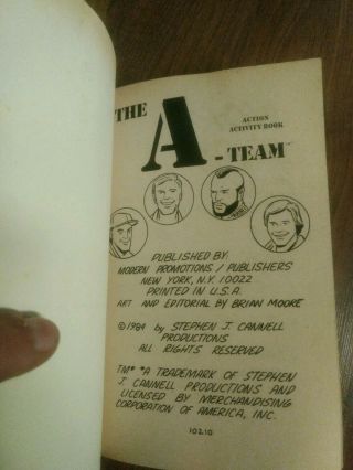 1984 The A - Team Strikes Again Action Activity Book.  Vintage.  Mr.  T,  Murdock 3