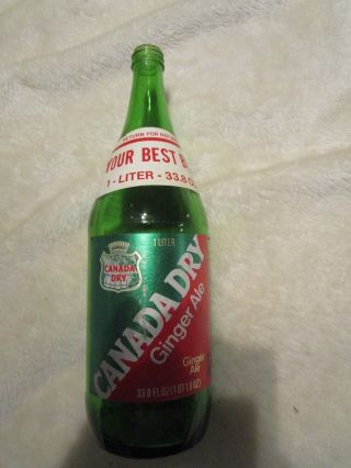 Vintage Canada Dry Ginger Ale 33.  8oz Glass Bottle / Return For Refund / No Lid