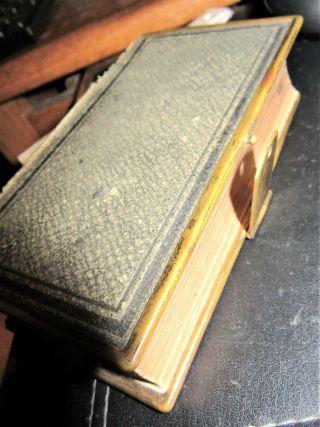 1868 Bible Gold Page Trim Brass Lock Post Civil War Pocket Book