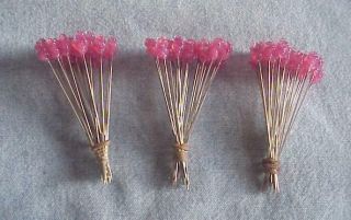 75 Vintage Glass Twist Top Rose - Stick Pins - Brooch - Corsage - Floral - Hat -