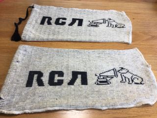 Vintage Pair Rca Nipper Shoe Dust Cover Drawstring Knit Bags Hard To Find