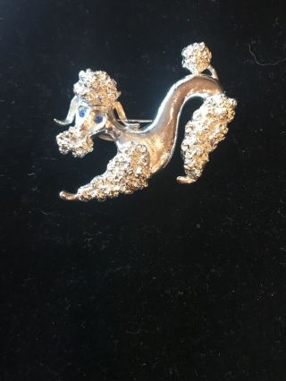 Vintage Silver Tone Poodle Brooch Pin Signed Gerry 