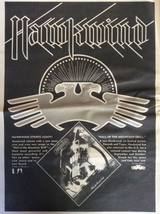 Hawkwind Hall Of Mountain Grill Vintage 1974 Advertisement,  Poster,  Ad Lemmy