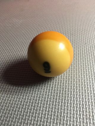 Vintage 2 1/4 " Replacement Pool 9 Yellow Striped Ball 2.  25 "