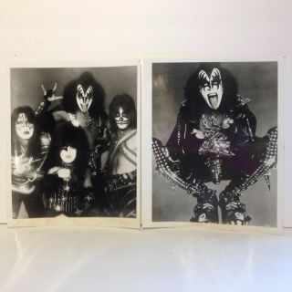 2 Older Vintage Kiss Black And White 8 X 10 Photographs Photos Gene Simmons