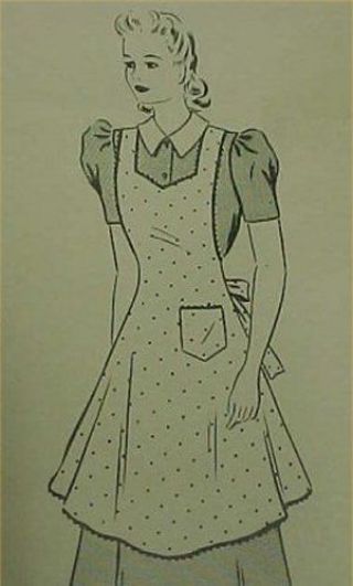 Vintage Bib Apron Full Size Pattern Bust 42 Coverall Style 1940s Era Sew Project