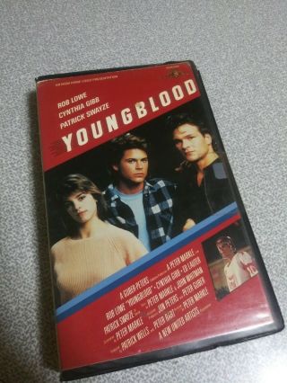 Youngblood Hockey 1986 Rob Lowe Mgm Cutout Cardboard Movie Ad Stand Up 9.  5 " Vtg