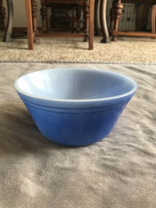 Vintage Federal Glass Mixing Bowl Blue/white Heat Proof 7 " X 3.  5 "