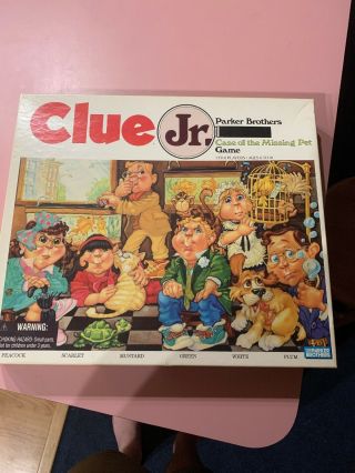 Clue Jr.  Case Of The Missing Pet,  1989 Parker Brothers Vintage Toy Kids No.  0409