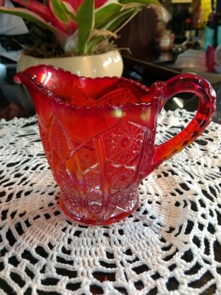 Vntg Indiana Carnival Glass Amberina - Red Sunset Iridescent - Heirloom Pattern