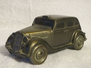 Vintage Bronzed Cast Metal Ford 1935 Taxi Car Bank Banthrico Inc.  6 "
