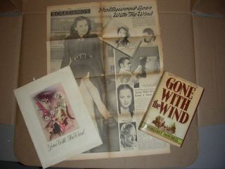 Gone With The Wind,  October 1938,  1st Ed,  W/ Movie Program And Clippings