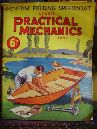 F J Camm Practical Mechanics June 1937 Folding Speedboat Charles Atlas Advert