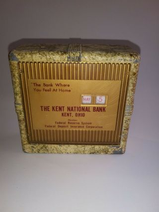 Vintage Metal Coin Bank - The Kent National Bank - Kent Ohio