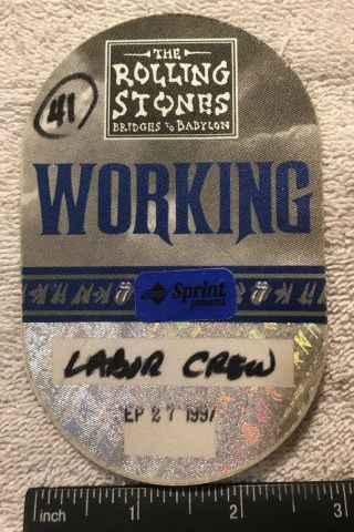 Vtg 1997 The Rolling Stones Bridges To Babylon Labor Crew Employee Concert Patch