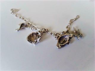 Vintage Sarah Coventry Silver Tone Bracelet With Panda Eagle Turtle Seal Charms 3