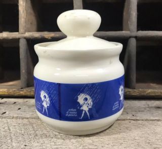 Vintage Morton Salt Girl Ceramic Sugar Bowl With Lid Container