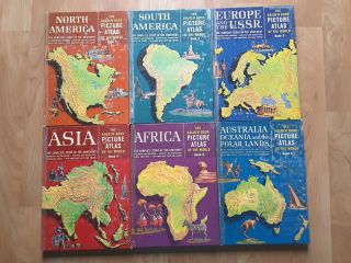 Vintage 1960 The Golden Book Picture Atlas Of The World 6 Volume Hc Set