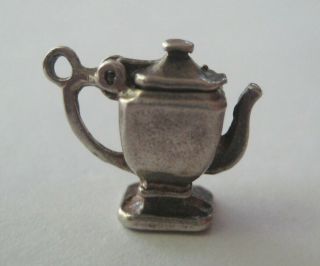 Vintage Sterling Teapot Tea Pot Coffee Silver Bracelet Charm Lip Opens