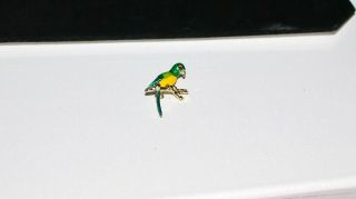 Vintage Enamel Parrot Brooch Green Yellow Gold Animal Foul Pin Bird Jewelry 2