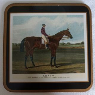 Pimpernel Set of 4 Vintage COASTERS Race Horses of the 1800s 3