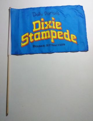 Dolly Partons Dixie Stampede Dinner Attraction Flag Blue Yellow Vintage 1990s