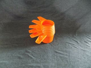 Vintage Tupperware Orange Nesting Measuring Cups Full Set Of 6