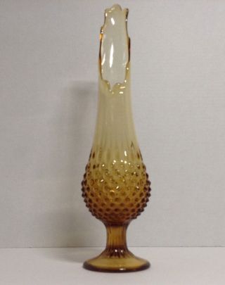 Vintage Gold / Yellow Swung Stretch Art Glass Pedestal Vase