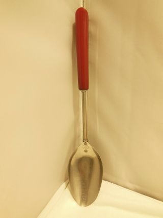 Vintage A & J Red Bakelite Handle Large Spoon Stainless Steel Kitchen Tool