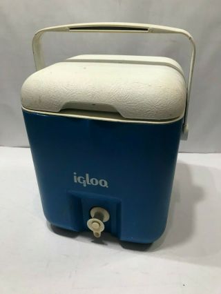 Vintage Retro Igloo Cube Water Jug Cooler Ice One 1 Gallon Blue White 1978 Houst
