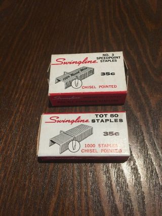 Vintage Swingline Staples - No.  3 And Tot 50