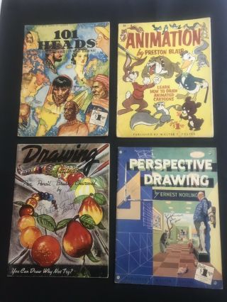 4 Vintage How To Draw Books Cartoons Animals Perspective Heads Big Books Art