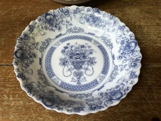 Vintage Arcopal Honorine Soup Bowl France Blue White Floral 7 " Multiples
