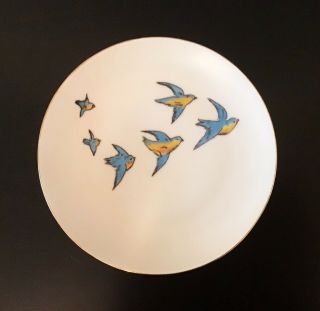 Vintage Swallow Design China Plate - 1920 - Thomas Bavaria - Signed And Dated