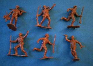 6 Vintage Marx Daniel Boone Wilderness Playset Plastic Toy Figures