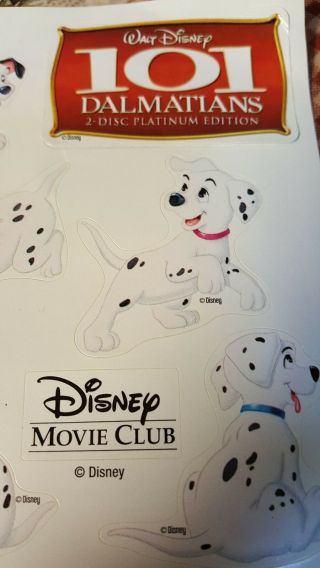 Vintage Disney Movie Club 101 Dalmations Sticker Sheet 2