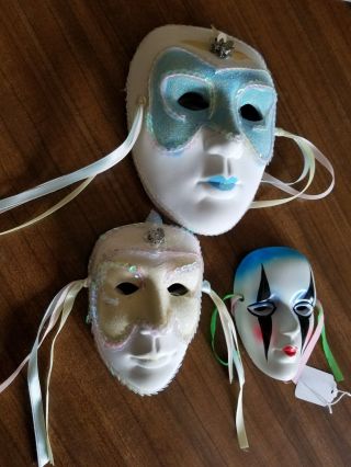 Vintage Ceramic Yung Lee Face Masks Taiwan Wall Art