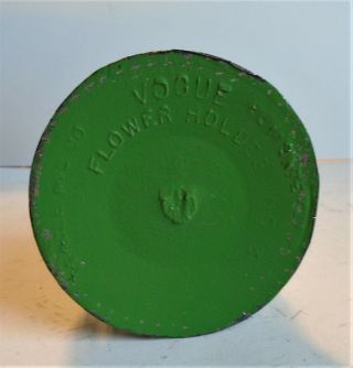 Vintage Collectable Vogue Round Green Metal Pin Style Flower Frog Holder 2
