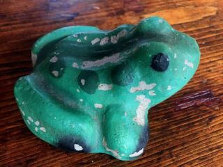 Vintage Painted Shabby Concrete / Cement Garden Frog