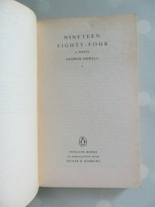1984 BY GEORGE ORWELL VINTAGE PENGUIN DATED 1972 NINETEEN EIGHTY FOUR 2