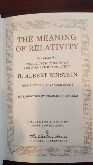Easton Press THE MEANING OF RELATIVITY by Albert Einstein 1994 6