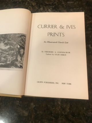VINTAGE BOOK 1970 CURRIER AND IVES PRINTS,  An Illustrated Checklist Conningham 6