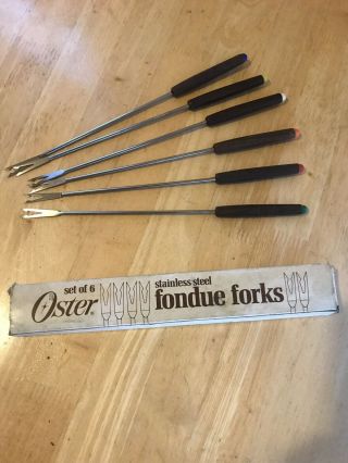 (6) Vintage Oster Wooden Fondue Forks