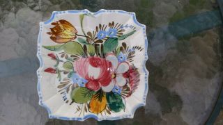 Vintage Nove Rose Square Snack Salad Plate 7 1/2 " Hand Painted Italy