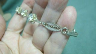 Vintage Sterling Silver w/ Clear Glass Stone Link Bracelet 4