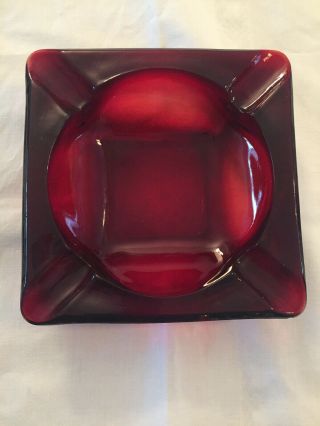 Vintage Anchor Hocking Ruby Red Color 5 3/4 " X 5 3/4 " Ash Tray
