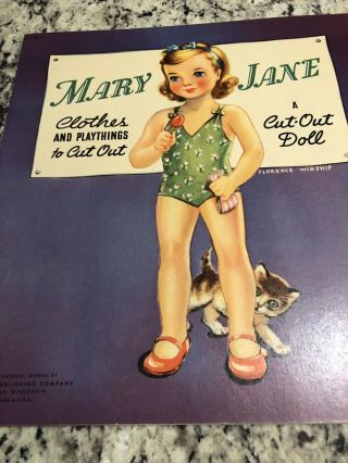 Vintage Mary Jane Cut Out Paper Doll - Florence Winship Artist 1941 - Nr