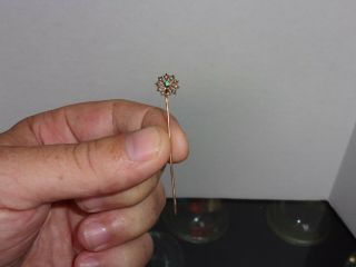 Estate Dainty Antique Victorian Fire Opal / Seed Pearl Stick Pin