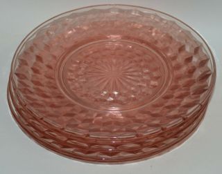 6 Vintage Pink Depression Glass Small Plates 8 " Jeanette Cubist Pattern