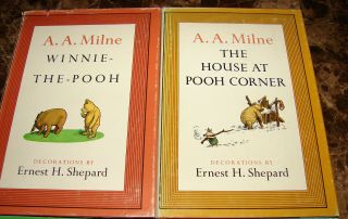 POOH ' S LIBRARY A.  A.  MILNE SET OF 4 HARD COVER POOH BOOKS WITH JACKETS 1961 2